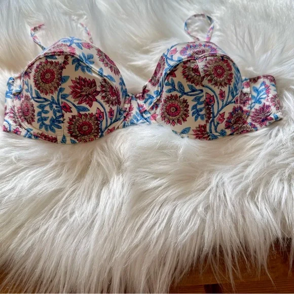 J.Crew Underwire bikini top in Floral Vine Block print - Size: 34C - Picture 3 of 7